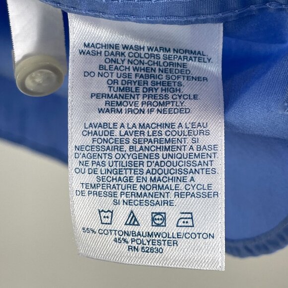 Lands End Womens Plus 22W Blue Wrinkle Free Broadcloth Button Up Shirt Blouse - Picture 4 of 9